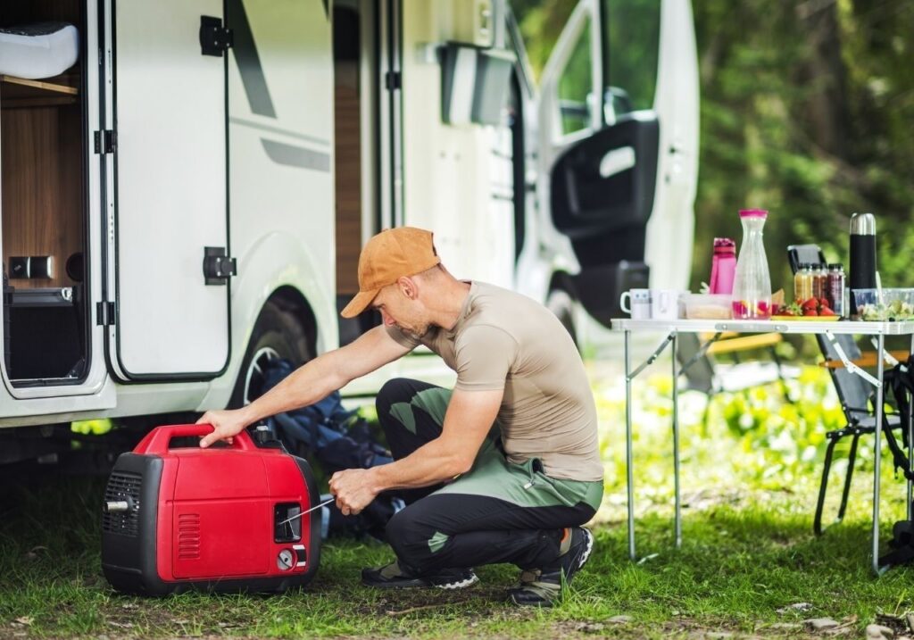 Customer and technician reviewing a transparent RV repair estimate on a tablet